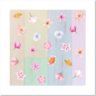 Pastel Flowers Pattern Posters and Art